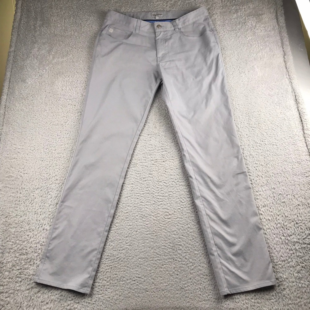 Peter Millar EB66 Performance Pants Mens 34 (35x33) Gray 5-Pocket Golf Trousers